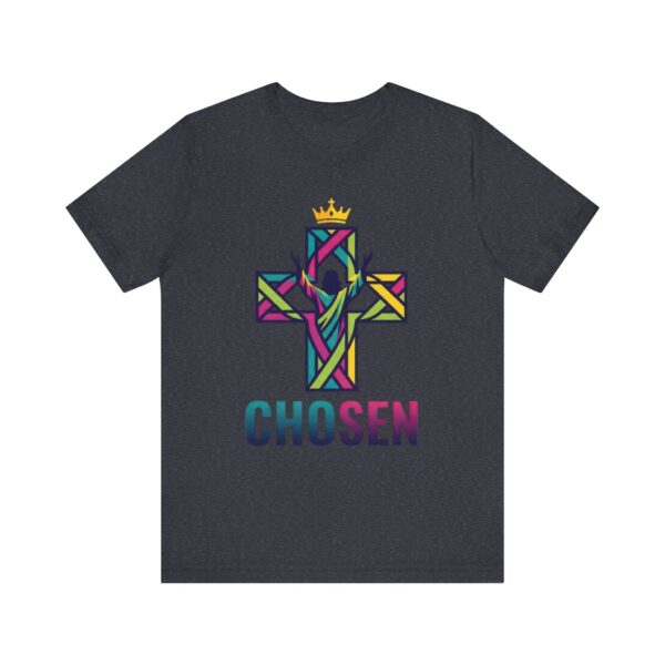 8815352680332105731_2048.jpeg Chosen Crowned Cross T-Shirt | Colorful Stained Glass Christian Faith Tee