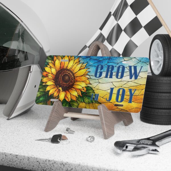 Grow in Joy Sunflower Vanity Plate | Decorative License Plate
