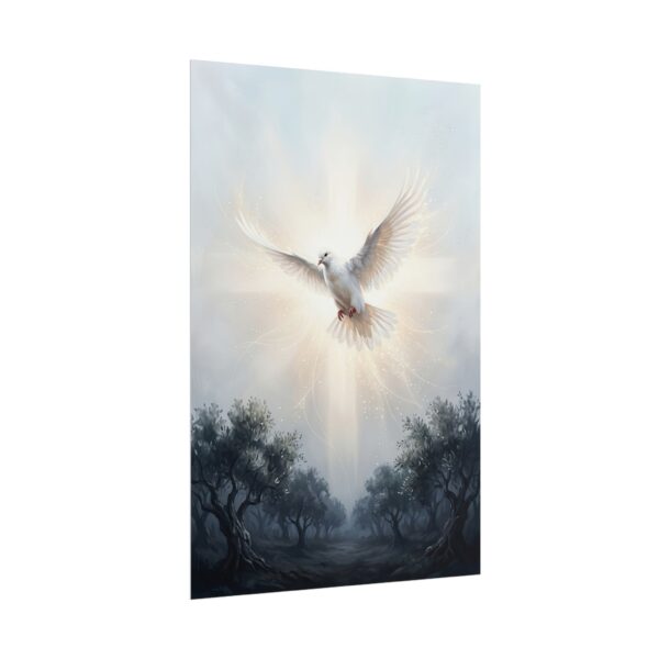 White Dove Inspirational Poster | Holy Spirit Christian Wall Art | Peace and Hope Fine Art Print | Radiant Sunlight Modern Faith Decor