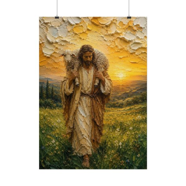 9174628916035481507_2048.jpeg The Good Shepherd Impasto Oil Painting Poster | Jesus Carrying Lost Lamb Wall Art | Christian Home Decor | Palette Knife Texture Print