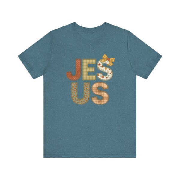 Jesus applique letters T-Shirt | floral patchwork faith tee
