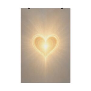 Sacred Heart Wall Art, Catholic Devotional Light Poster Print, Radiant Gold Heart Art, Christian Faith Decor, Religious Confirmation Gift