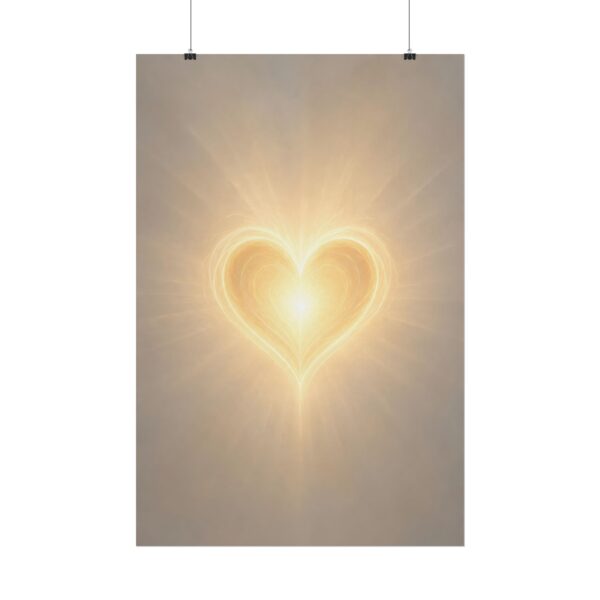 Sacred Heart Wall Art, Catholic Devotional Light Poster Print, Radiant Gold Heart Art, Christian Faith Decor, Religious Confirmation Gift