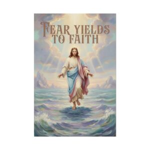 Christ Walking on the Water Oil Painting Style Poster, Fear Yields to Faith