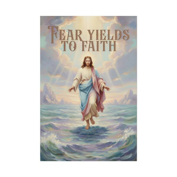 Christ Walking on the Water Oil Painting Style Poster, Fear Yields to Faith