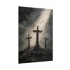 9320070786307129359_2048.jpeg Three Crosses of Calvary Poster | Modern Golgotha Good Friday Wall Art | Textured Charcoal & Gray Impasto Print | Minimalist Cross Decor