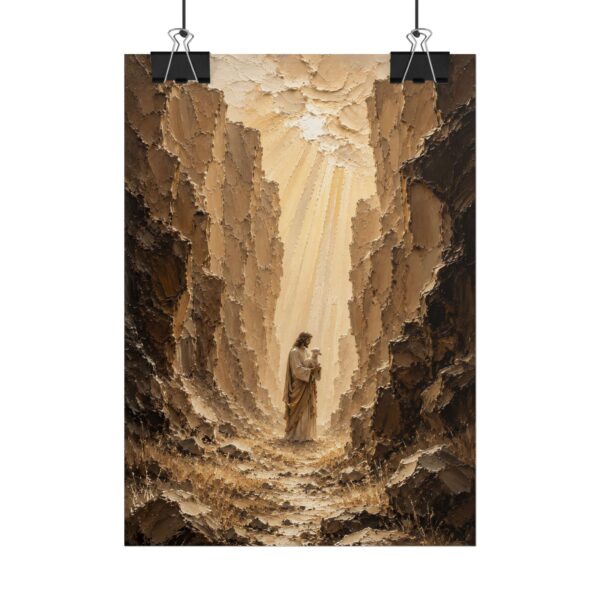 9331255758704834348_2048.jpeg The Rescued Lamb in the Highlands Poster | Lost Sheep Christian Wall Art | Modern Beige & Umber Impasto Print, Jesus and Lamb Poster