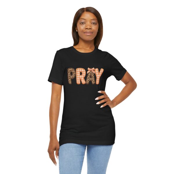 Pray leopard and gingham letters T-Shirt | Faith graphic tee