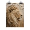 Lion of Judah Muted Majesty Poster | Modern Minimalist Christian Wall Art | Textured Palette Knife Plaster Print | Boho Neutral Faith Decor