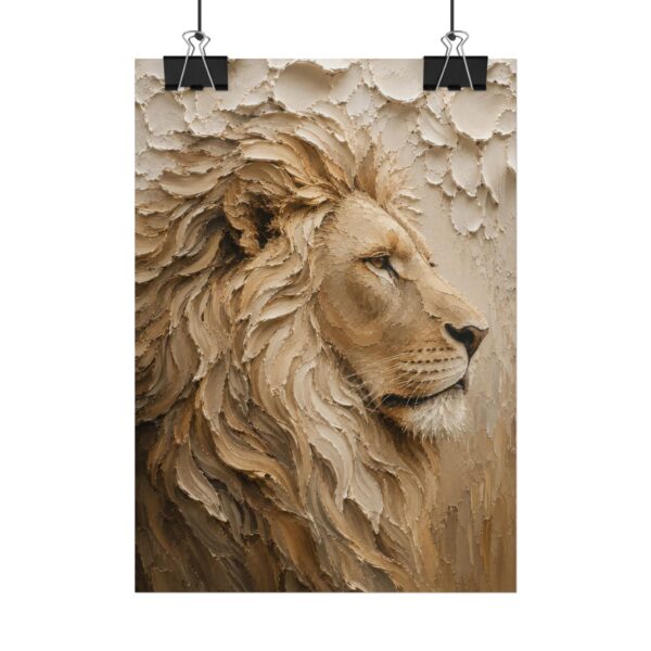 Lion of Judah Muted Majesty Poster | Modern Minimalist Christian Wall Art | Textured Palette Knife Plaster Print | Boho Neutral Faith Decor