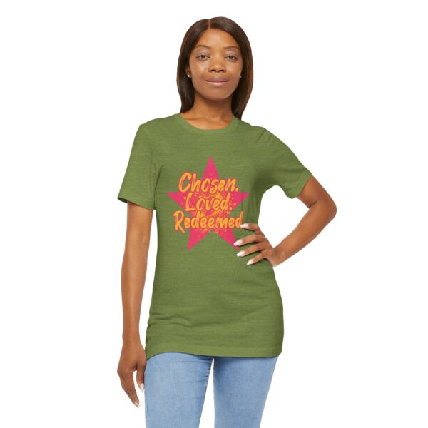 Chosen Loved Redeemed tee | Inspirational Christian shirt, star graphic