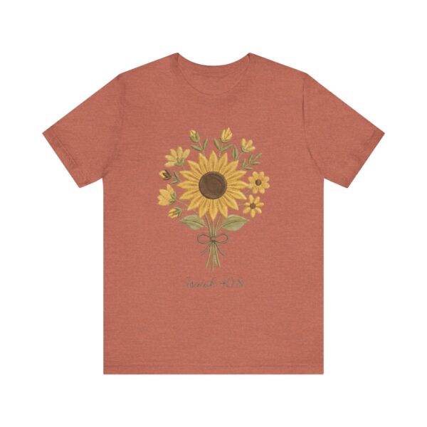 Sunflower Bouquet Isaiah 40:8 T-Shirt | Floral Scripture Tee