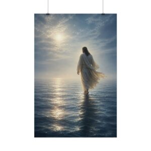 9622573441972940885_2048-1.jpeg Jesus Walking on Water Wall Art, Christian Faith Poster Print, Modern Scripture Home Decor, Ethereal Religious Painting, Divine Savior Gift