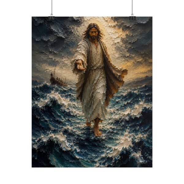 9666761446694889456_2048.jpeg Jesus Walking on Water Impasto Poster | Stormy Sea of Galilee Christian Art | Faith Over Fear Wall Decor | Textured Jesus in Storm Print