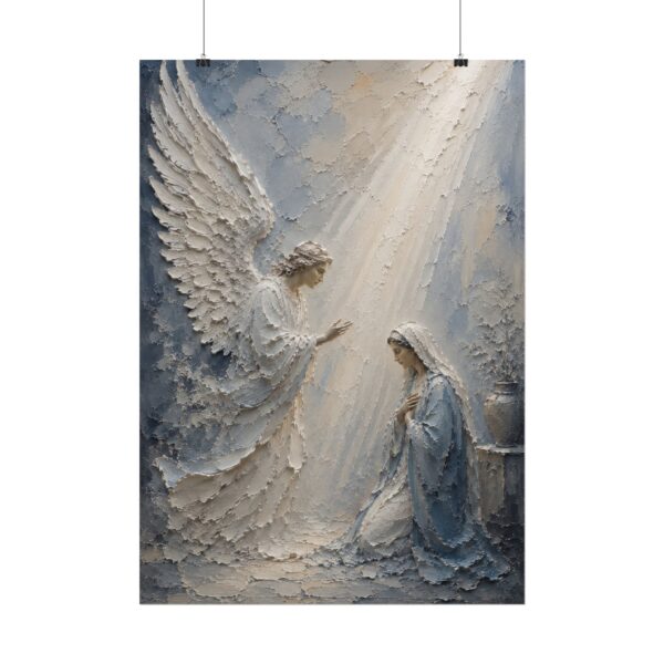 9963494288818039311_2048.jpeg The Annunciation Angel Gabriel & Mary Poster | Modern Powder Blue Christian Wall Art | Palette Knife Plaster Print | Sacred Faith Home Decor